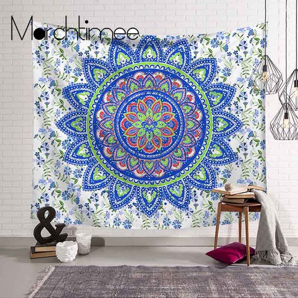 

blue art mandala tapestry wall hanging sandy beach throw rug blanket camping tent travel mattress bohemian sleeping pad tapestry