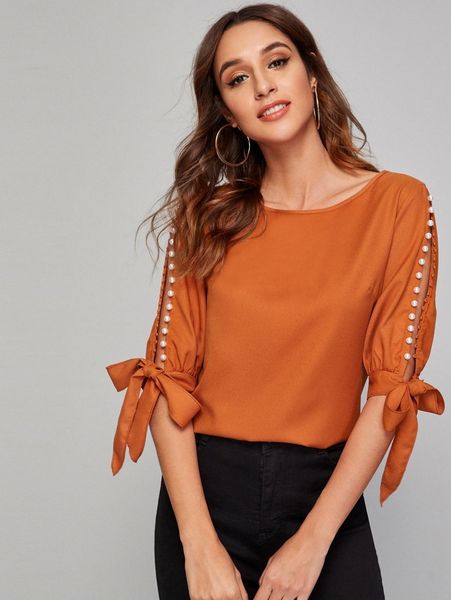 

pearls split sleeve knot cuff f1eo#, White