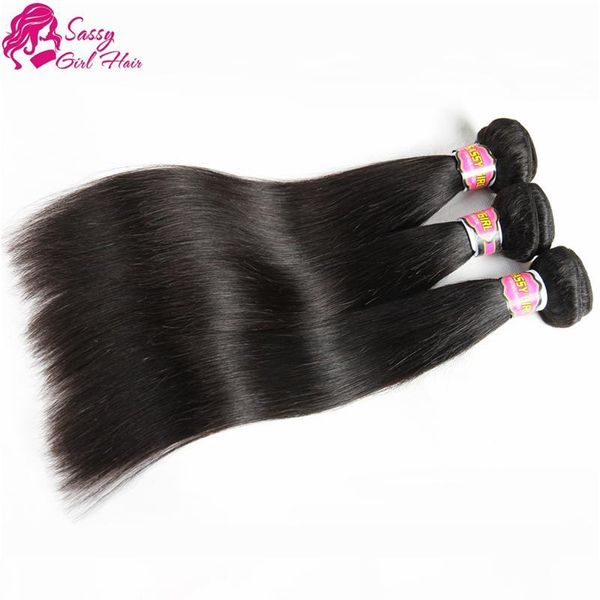 

brazilian virgin hair straight human hair 3 pcs 100g 100% unprocessed virgin straight brazilian hair weave extensions natural color 8-28, Black