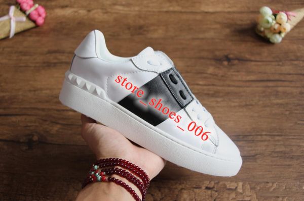

2020 fashion men women progettista shoes white lace up genuine leather open lusso casual shoes flat sport progettista sneaker, Black;red