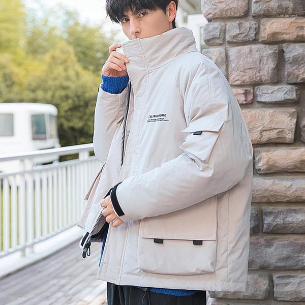 

men's down & parkas casual fashion jacket men black blue beige warm easy hooded cotton-padded clothes jackets a1017 g1