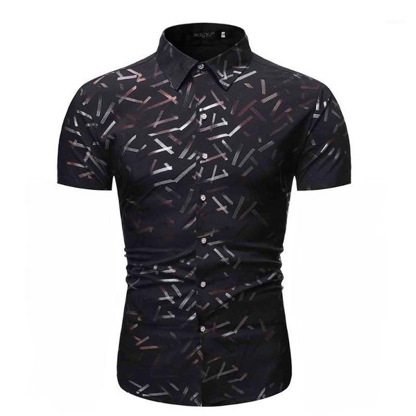 

men's shirts personality print lapel short sleeve blouse male fashion loose party dress summer new arrival1, White;black