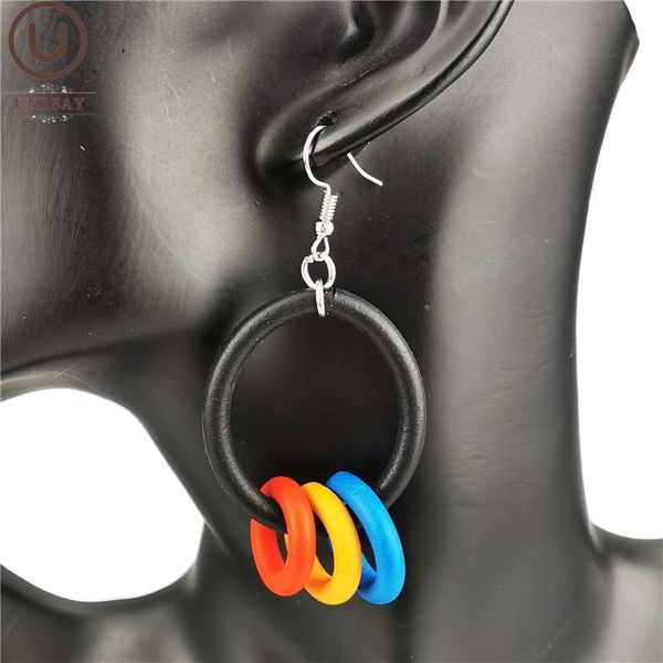 

dangle & chandelier ukebay multicolor circle earrings for women round drop ethnic vintage jewelry 5colors handmade rubber earring gifts, Silver
