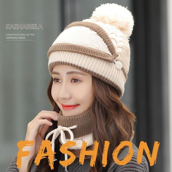 

women's winter hat ski brand big fur pom poms ball knitted hats scarf hat set winter women warm skullies female cap, Blue;gray