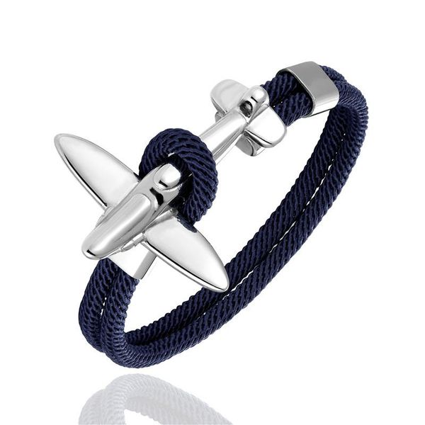 

mkendn fashion stainless steel airplane glider anchor rope leather flight bracelets men women style bbypgg alice_bag