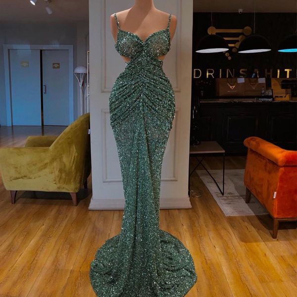 

bling bling evening dresses v neck mermaid glitter prom gowns pleats floor length formal runway fashion dress, Black;red