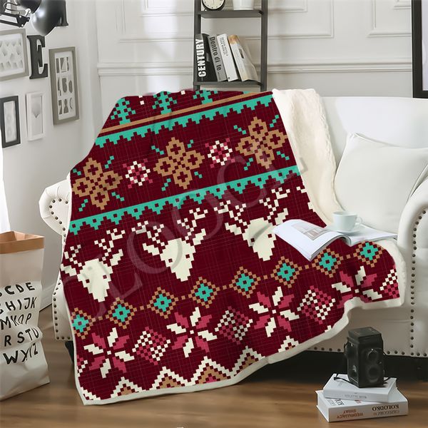 

cloocl factory wholesale christmas present blankets 3d print santa claus double layer sherpa blanket on bed home textiles dreamlike style