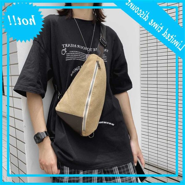 

autumn and winter new creative canvas simple color contrast messenger washing bag