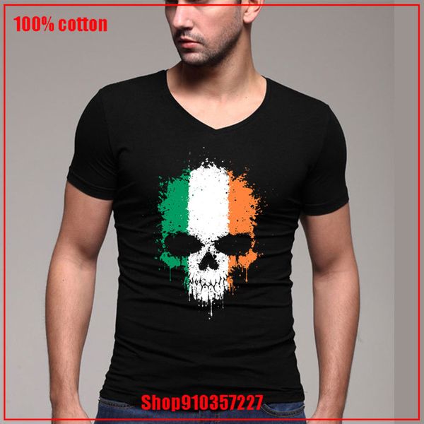 

chaotic ирландского флага splatter череп brand new man досуг мужской топы тис v шея спорт толстовка с капюшоном толстовка футболки