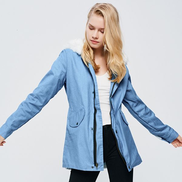 

new chaquetas piel de oveja colorful fur long denim coat women