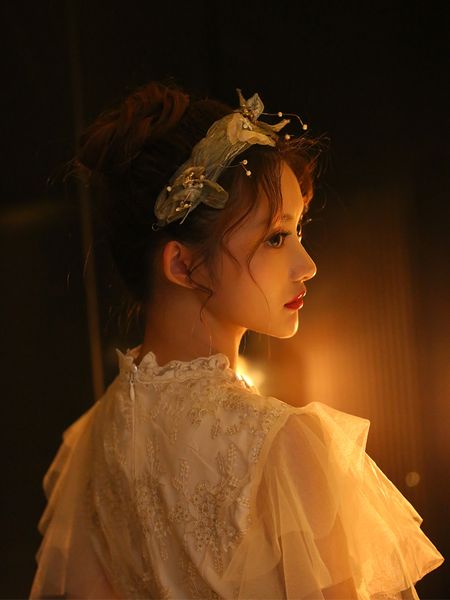 

sbeautiful bridal headdress flower fairy silk yarn hairband super xiansen series dark green handmade headband s, Silver