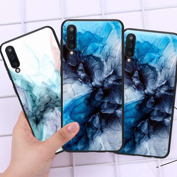 

qasamsung a7 a6 a8 plus a9 case, ink spray case on galaxy a01 a2 core a quantum, marble and watercolor dign caselk