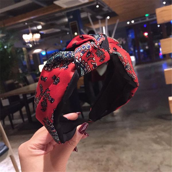 

vintage women's floral printed wide cross knot hairbands stretchy headbands hair hoop hair accessories for girls q sqcepy