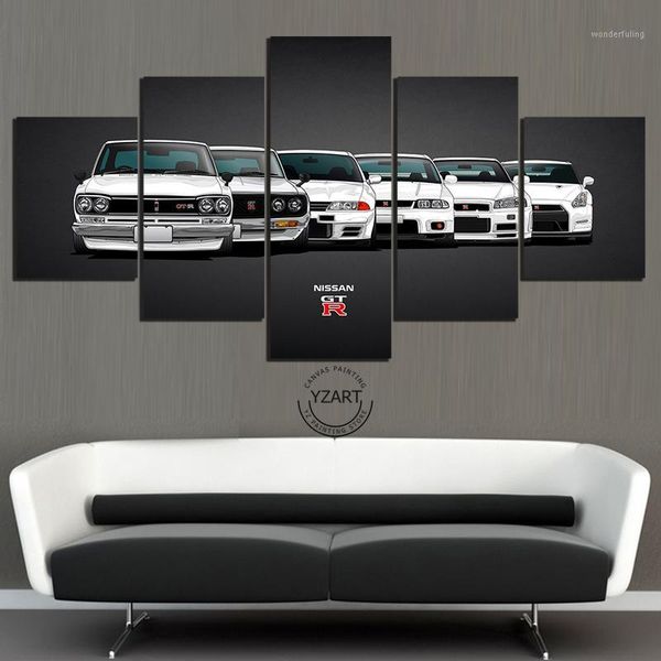 

5 piece canvas painting nissan skyline gtr car poster painting wall art home decor1