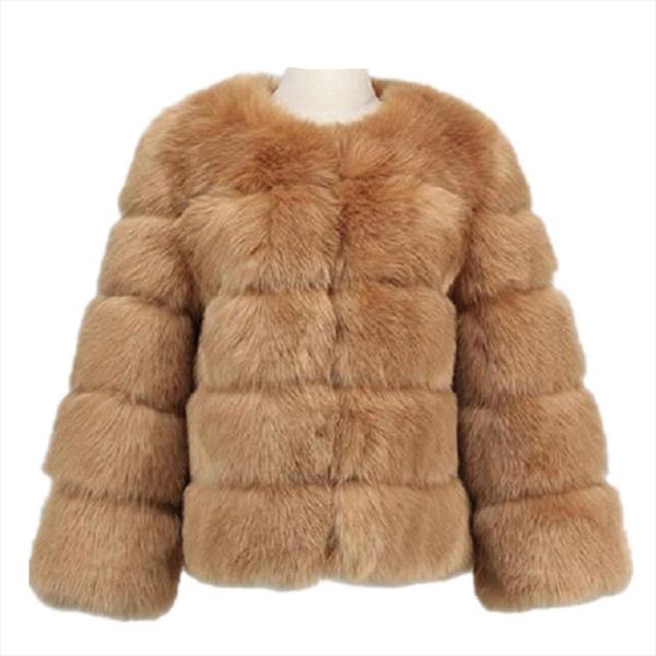 

new high imitation long sleeves short fox fur coat jacket warm winter coat outwear faux fur overcoat furs coat, Black