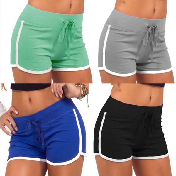 

summer female yoga sports casual shorts slim beach women solid color running fitness yoga shorts, White;red