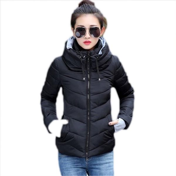 

women winter coat female jackets warm parka slim fit casual padded ladies hooded outwear windbreaker women overcoats, Black