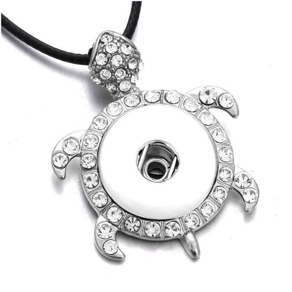 

diy snap jewelry crystal tortoise snap pendant necklace fit 18mm snap buttons fashion necklaces women gi bbywxi, Silver