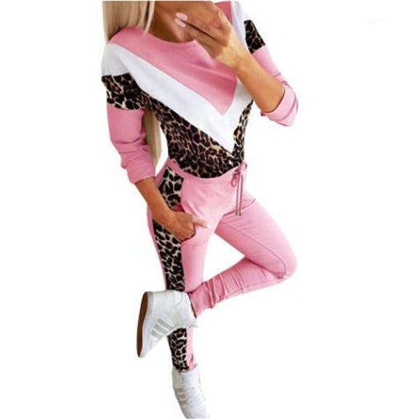 

sleeve long pants womens two piece sets womens two piece pants fashion leopard panelled suits long, White