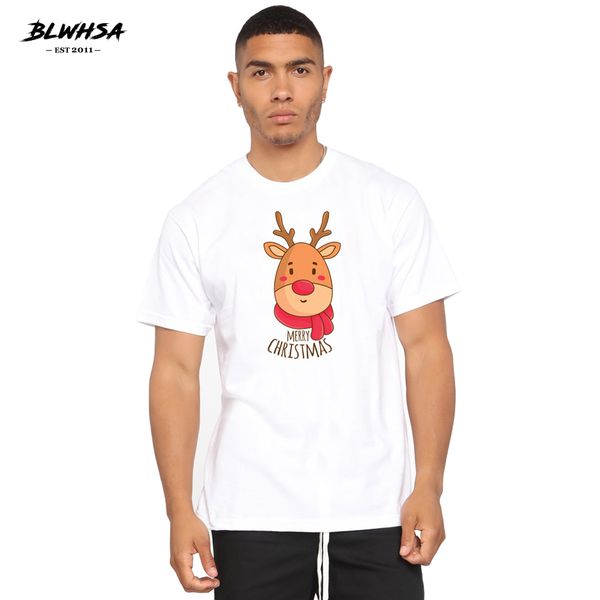 

sport blwhsh christmas elk printed t shirt men fashion summer short sleeve funny cool t-shirt cartoon animals print men plus