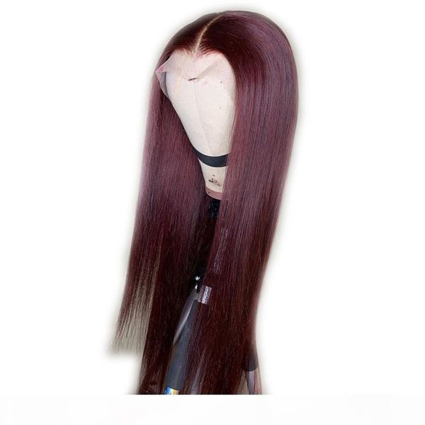 

#99j full lace human hair wigs straight brazilian hair glueless 360 13x6 lace front wigs middle part 150% density, Black
