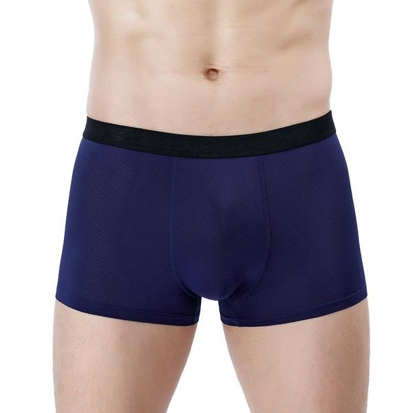 

мужское нижнее белье шелк льда сетки дышащий боксер шорты u-выпуклые хорошая эластичность бесшовные soft мужские шорты, Black;white