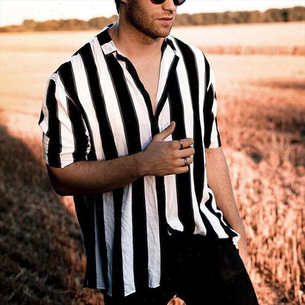 

new mens short sleeve striped shirts male summer button down shirt man slim fit casual dress stylish shirts, White;black
