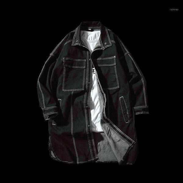 

nice autumn men denim jacket and coats loose voguesolid color retro simple fashion streetwear outwear man1, Black;brown