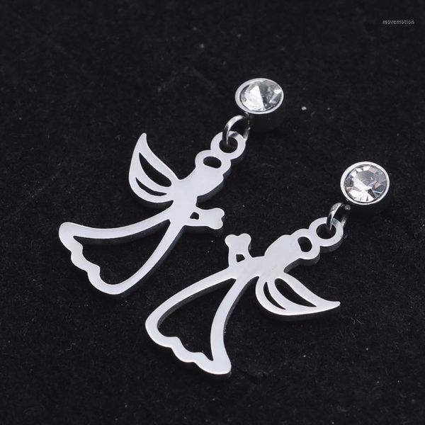 

100% stainless steel angel charm earring for women wedding party earrings jewelry1, Golden;silver
