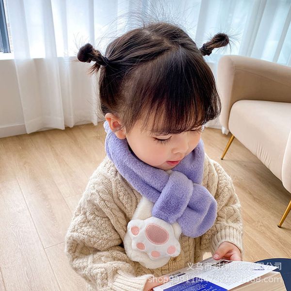 

rabbit children's parent child scarf sete plush imitation autumn and winter boy girl bear paw cartoon neck, Red;brown