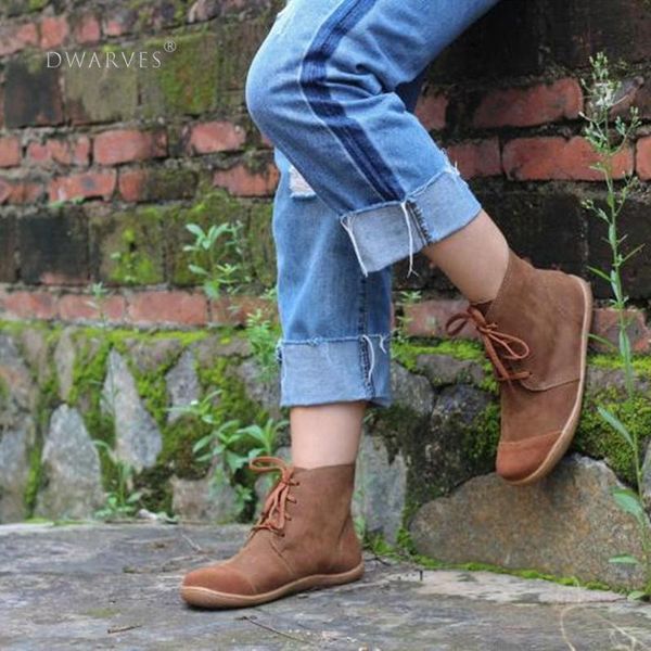 

нубук кожа лодыжки пинетки ручной работы low-heel мори девочка обувь мартин сапоги хаки, Black