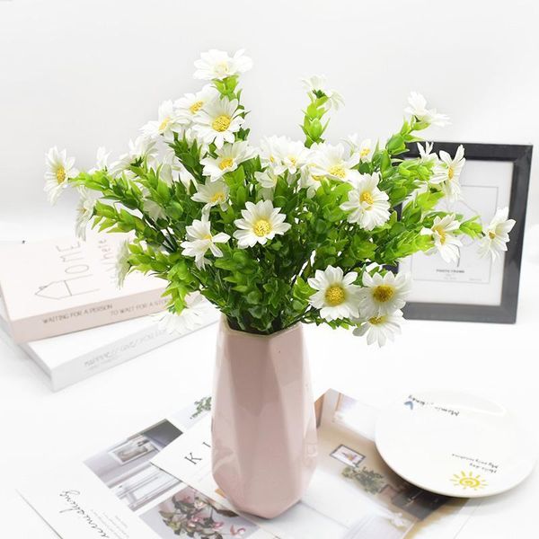 

35cm 5 forks 15 heads artificial daisy bouquet home decoration accessories diy living room fake flowers wedding holiday supplies1