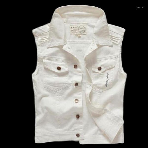 

new denim vest with pockets cotton slim jean waistcoat fashion design white casual vest sleeveless jacket colete1, Black;white