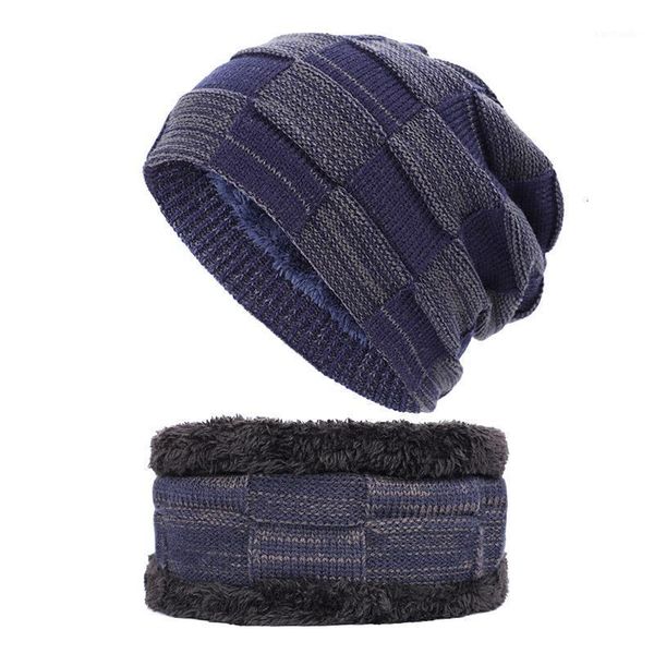 

beanies 2-pieces winter beanie hat scarf set warm knit thick skull cap for men women knitted caps 12 colors1