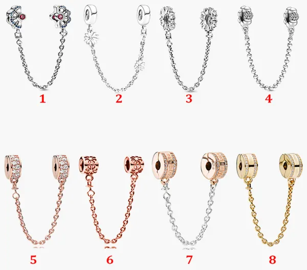 Feiner Schmuck, authentische Perle aus 925er Sterlingsilber, passend für Pandora-Charm-Armbänder, klassische Radiance-Kette, Fächer-Stil, Sicherheitskette, Anhänger, DIY-Perlen