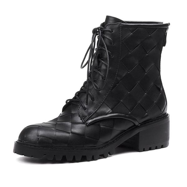 

новые мужчины бренда осень зима ботильоны обувь квадратного меда пятка черного бежевая обувь женщина платье партия вскользь езда сапоги разм, Black