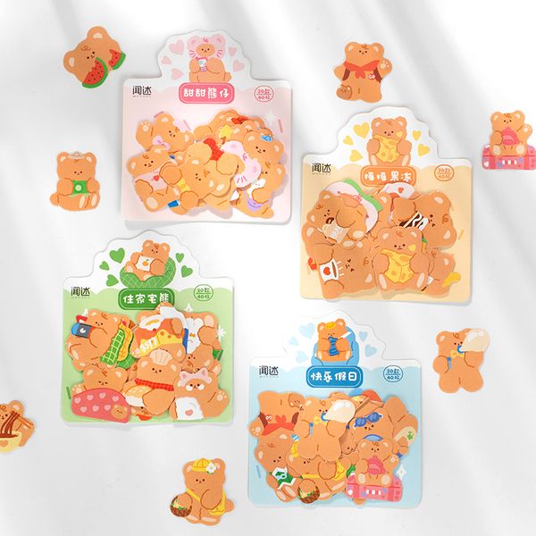 

40 pcs/lot cute little bear stickers cartoon aesthetic decorative scrapbooking album stick label planner diy stationery sticker
