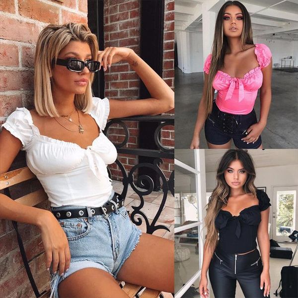 

женщины повседневная solid v шеи топы блузки без рукавов секси crop top shirt cami top, White