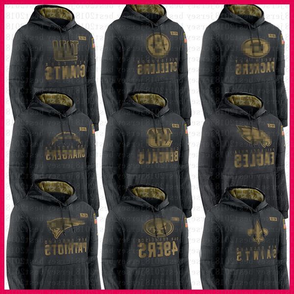 

new england\rpatriot\rbengals\r49ers\rsaints\reagles\rcharger\rgiants jackets black salute to service pullover hoodie
