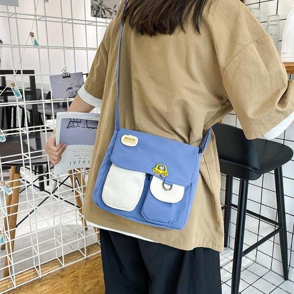 

women small square handbag shoulder bag girl cute versatile contrast canvas messenger bag
