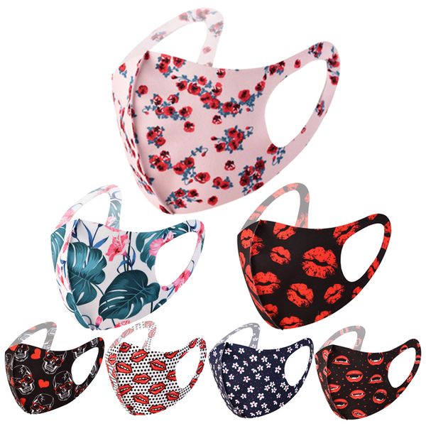 

face mask valentine's day floral printed masks women ladies dustproof three-dimensional ice cotton knitted mouth masks for boys girls