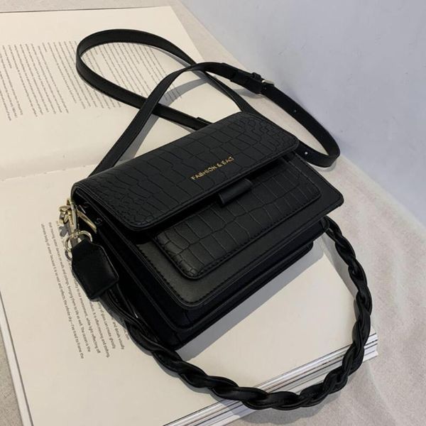 

crocodile pattern square crossbody bag 2020 new pu leather women's designer handbag vintage shoulder messenger bag