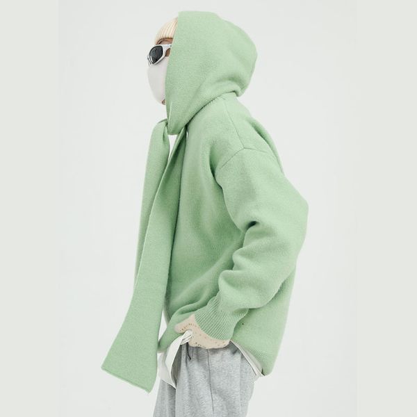 

2020 removable men 6-color scarf pullover male streetwear hip color tightly knit sweater doci, White;black