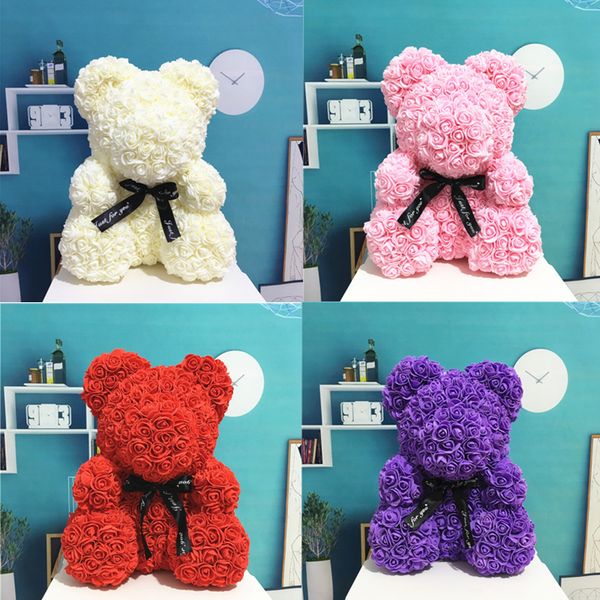 

pe plastic artificial flowers rose bear foam rose flower teddy bear valentines day gift birthday party spring decoration