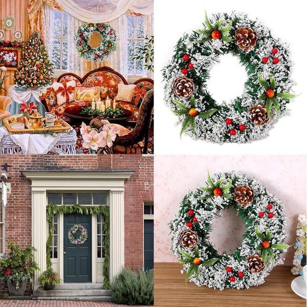 

20/30 cm christmas wreath front door wall hanging garland home decorations for xmas party 2021