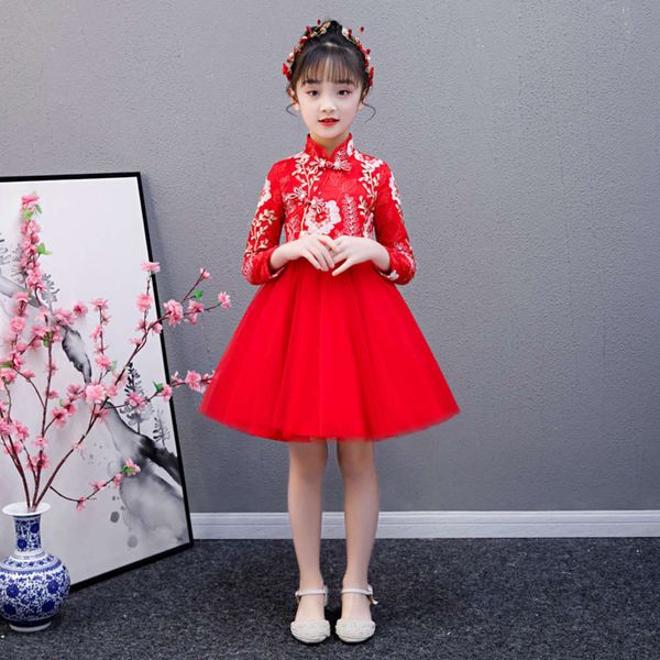 

foreign children's girls' sle 2020 new spring and autumn princs pompous gauze skirt one year old drs, Red;yellow