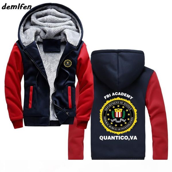 

fbi academy quantico va united states department of justice hoodie men's printed army sweatshirt jacket cool, Black