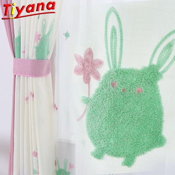 

sweet girl's cartoon animals curtains for living room white semi blackout curtain fabric s tulle for kid's room #vt