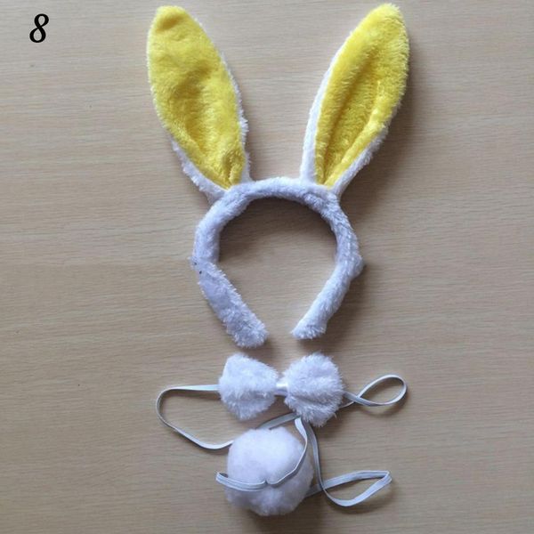 

girls plush bunny white head hoop rabbit ears headband fluffy tail cute bow tie set fancy dress party kid q sqcwvk