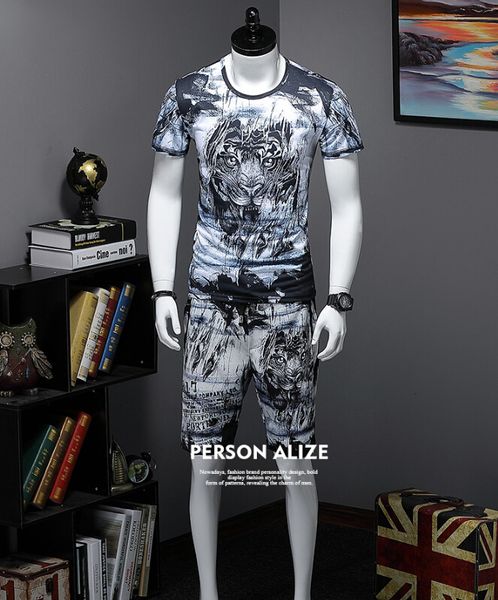 

new fashionable man 2 pcs suit 2021 ice cotton short-sleeved training xa9j, Gray